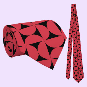 Geometric Red Black Pattern         Tie