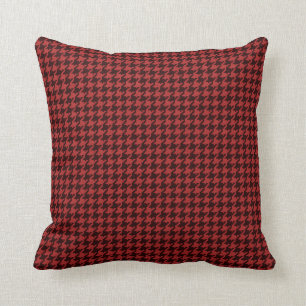 Geometric Red & Black Textured Houndstooth Pattern Cushion