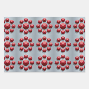 Geometric Red Circles Silver Wrapping Paper