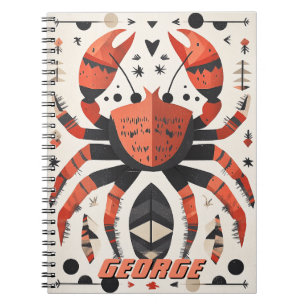 Geometric Red Crab Illustration Notebook