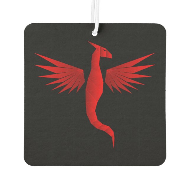 Geometric Red Dragon Car Air Freshener (Back)
