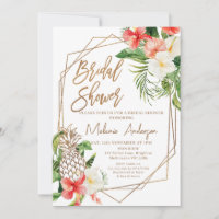 Geometric Red Floral Aloha Bridal Shower