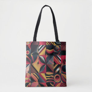 Geometric Red & Gold Abstract Tote Bag