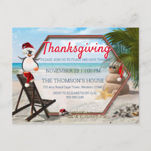Geometric Red-green Frame Thanksgiving Invitation Postcard