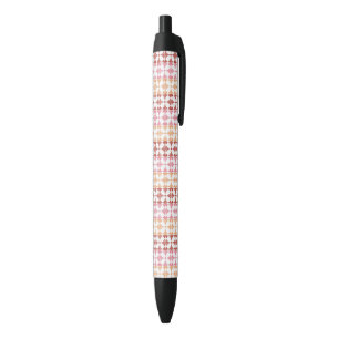Geometric red ikat stripes pattern black ink pen