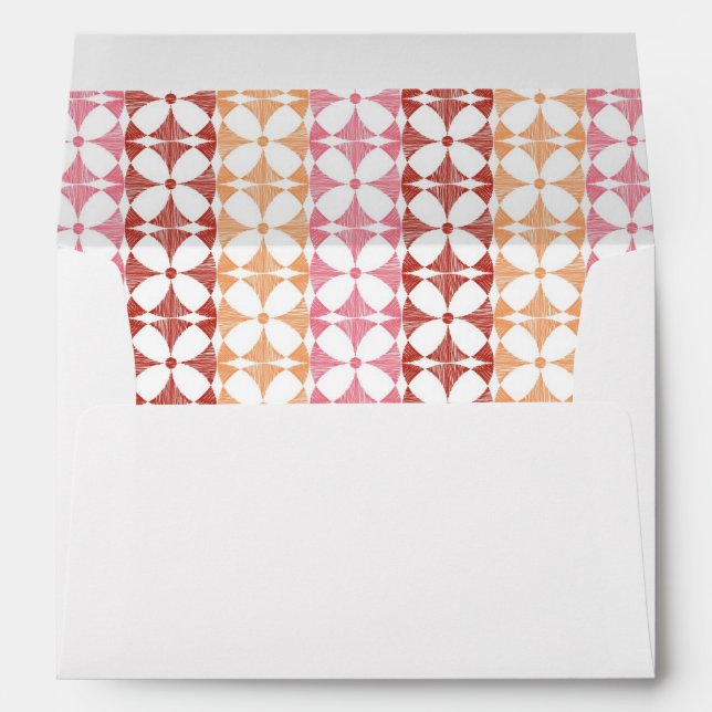 Geometric red ikat stripes pattern envelope (Back (Bottom))