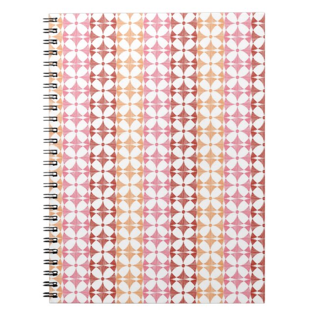 Geometric red ikat stripes pattern notebook (Front)