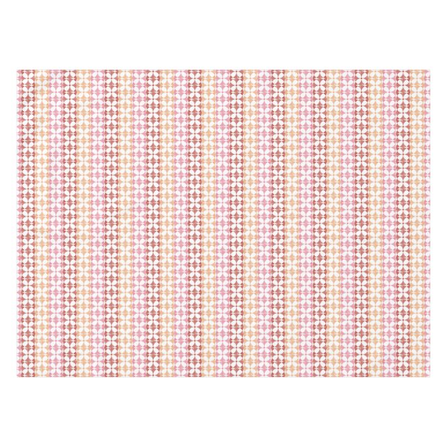 Geometric red ikat stripes pattern tablecloth (Front (Horizontal))
