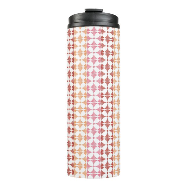 Geometric red ikat stripes pattern thermal tumbler (Front)