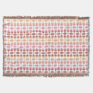 Geometric red ikat stripes pattern throw blanket