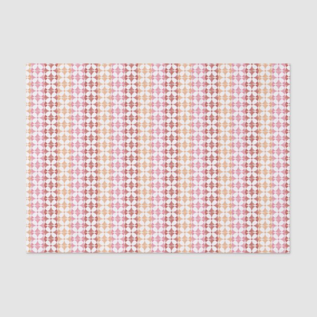 Geometric red ikat stripes pattern tissue paper (Front)
