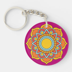 Geometric Red Mandala Flower-54567 Key Ring