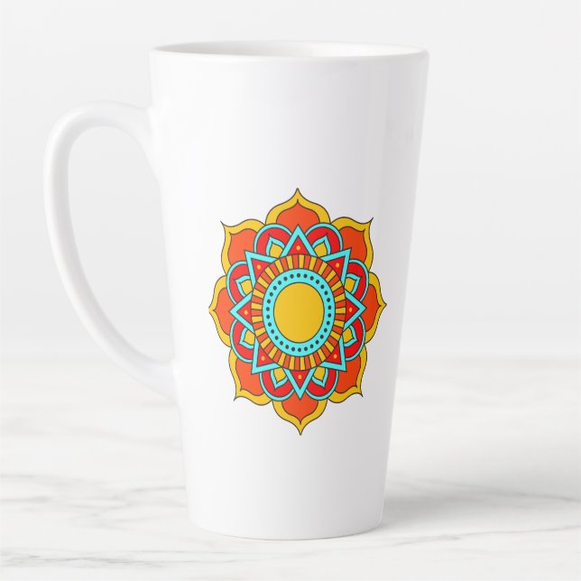 Geometric Red Mandala Flower-54567 Latte Mug (Left)