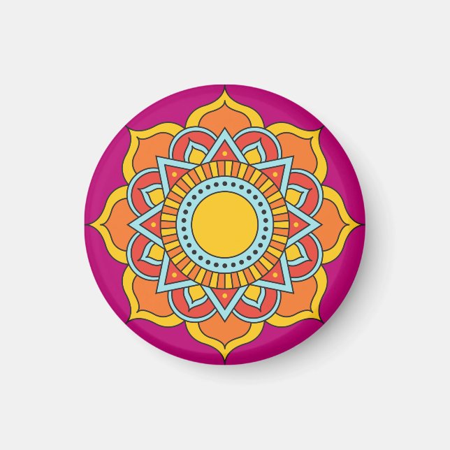 Geometric Red Mandala Flower-54567 Magnet (Front)