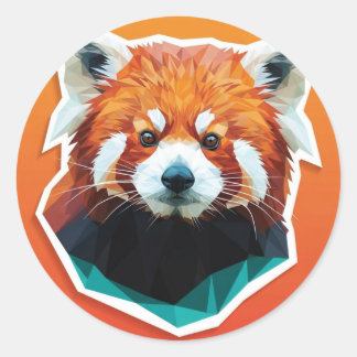 Geometric Red Panda Classic Round Sticker