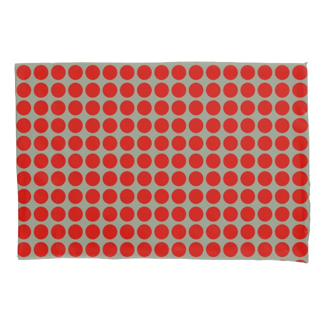Geometric Red Polka Dots on any Colour Pillowcase (Front)