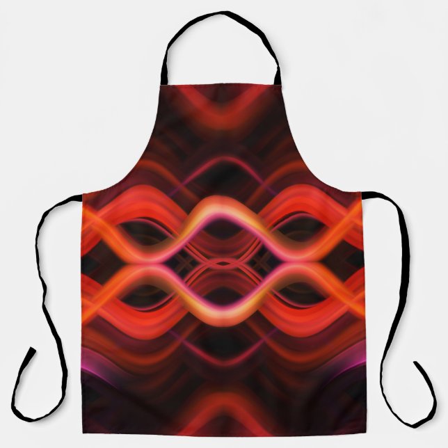 Geometric red wavy lines design. apron (Front)