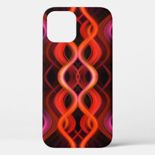 Geometric red wavy lines design. iPhone 12 case