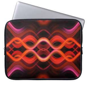 Geometric red wavy lines design. laptop sleeve
