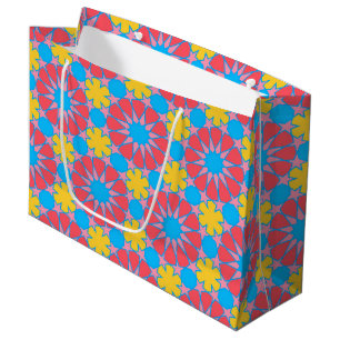 Geometric red & yellow floral Pattern Large Gift Bag
