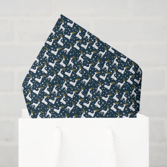 Geometric reindeer and stars navy blue tissue paper (Gift Bag)