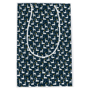 Geometric Reindeer and Stars Winter Design Medium Gift Bag