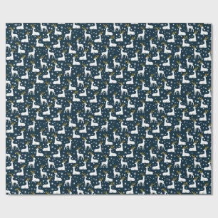Geometric Reindeer and Stars Winter Design Wrapping Paper