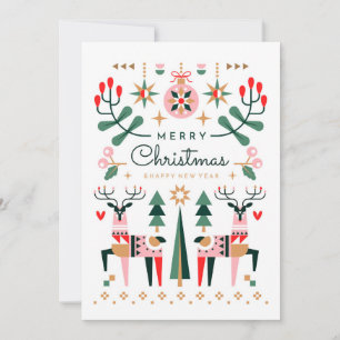 Geometric Reindeer Christmas Holiday Card