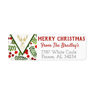 Geometric Reindeer Christmas Return Address Labels