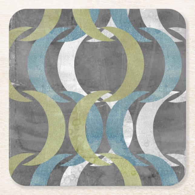 Geometric Repeat I Square Paper Coaster (Front)