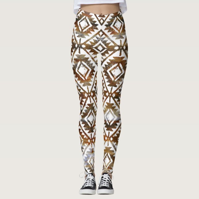 Geometric repeat, textured background leggings (Front)