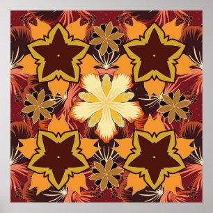 Geometric repeating seamless pattern with hexagon poster