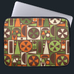 Geometric Retro 50s Mid-Century Modern Abstract Laptop Sleeve<br><div class="desc">This original, retro 1950s / 1960s mid-mod abstract geometric pattern is made of triangles, squares, rectangles and circles. It's designed in vintage shades of orange, green and cream on a brown background. This pretty pattern repeats seamlessly. It's for fans of midcentury modern minimalist art. Add a touch of antique, mod...</div>