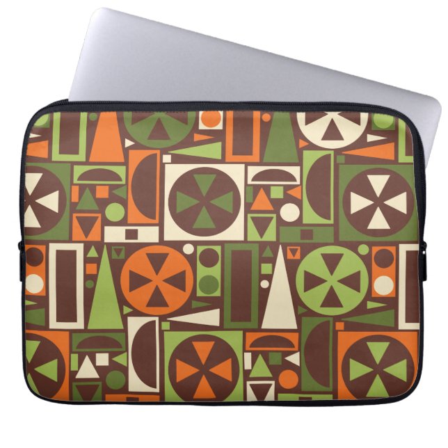 Geometric Retro 50s Mid-Century Modern Abstract Laptop Sleeve (Front)