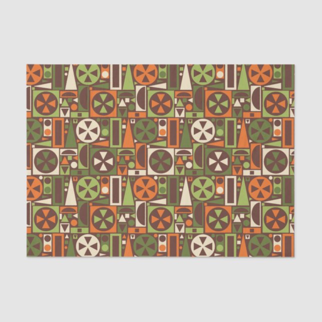 Geometric Retro 50s Mid-Century Modern Abstract Tissue Paper (Front)