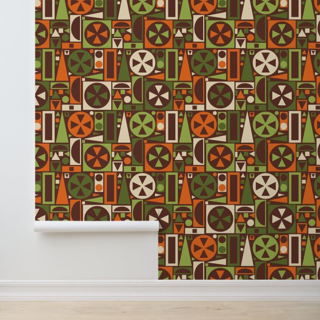 Geometric Retro 50s Mid-Century Modern Abstract Wallpaper (Application)