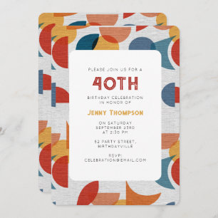 Geometric Retro Abstract Midcentury Birthday Invitation