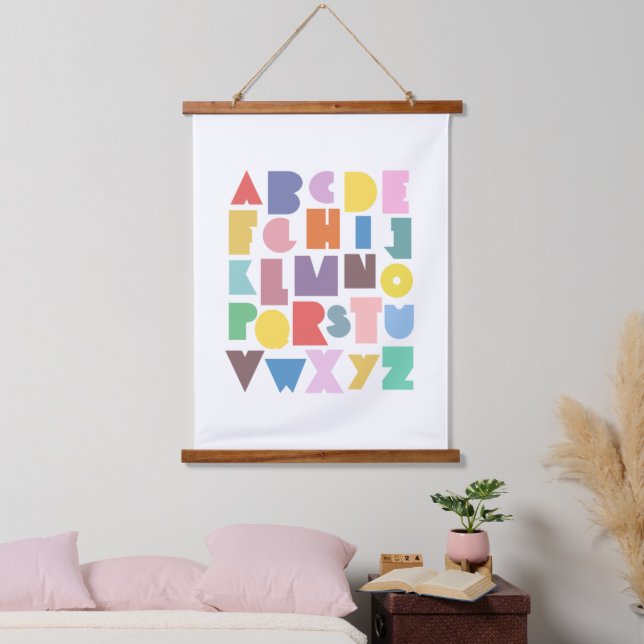 Geometric Retro Alphabet Hanging Tapestry (Bedroom)