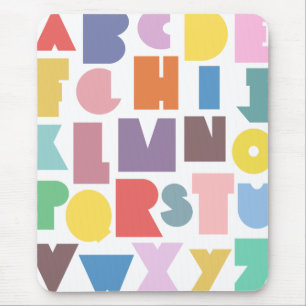 Geometric Retro Alphabet Mouse Pad