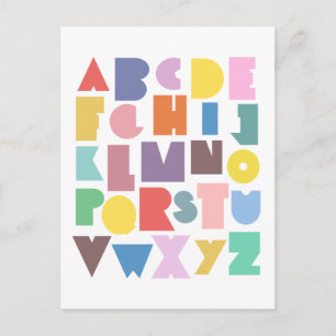 Geometric Retro Alphabet Postcard