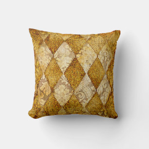 geometric retro background in golden colours cushion