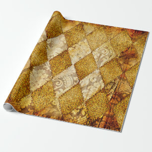 geometric retro background in golden colours wrapping paper