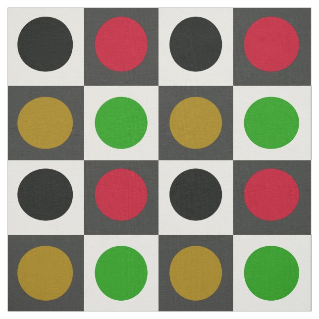Geometric Retro Circle Dots Pattern Fabric (Swatch)