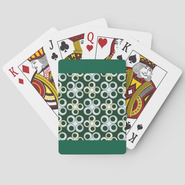 Geometric Retro Circles Pattern Playing Cards (Back)