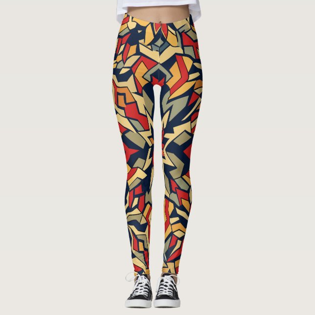 Geometric Retro Design Leggings (Front)