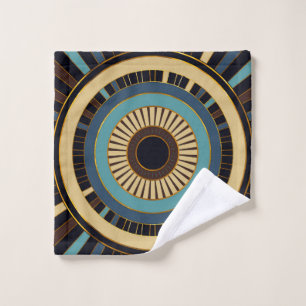 Geometric, retro, elegant design, circles, stripes wash cloth