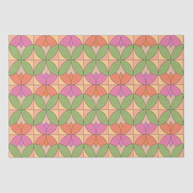 Geometric Retro Flower Tissue Paper (Front)