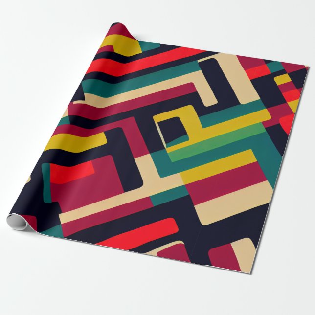 Geometric Retro Gift Wrapping Paper (Unrolled)