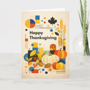 Geometric Retro Happy Thanksgiving Pumpkin Card
