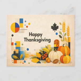 Geometric Retro Happy Thanksgiving Pumpkin Holiday Postcard